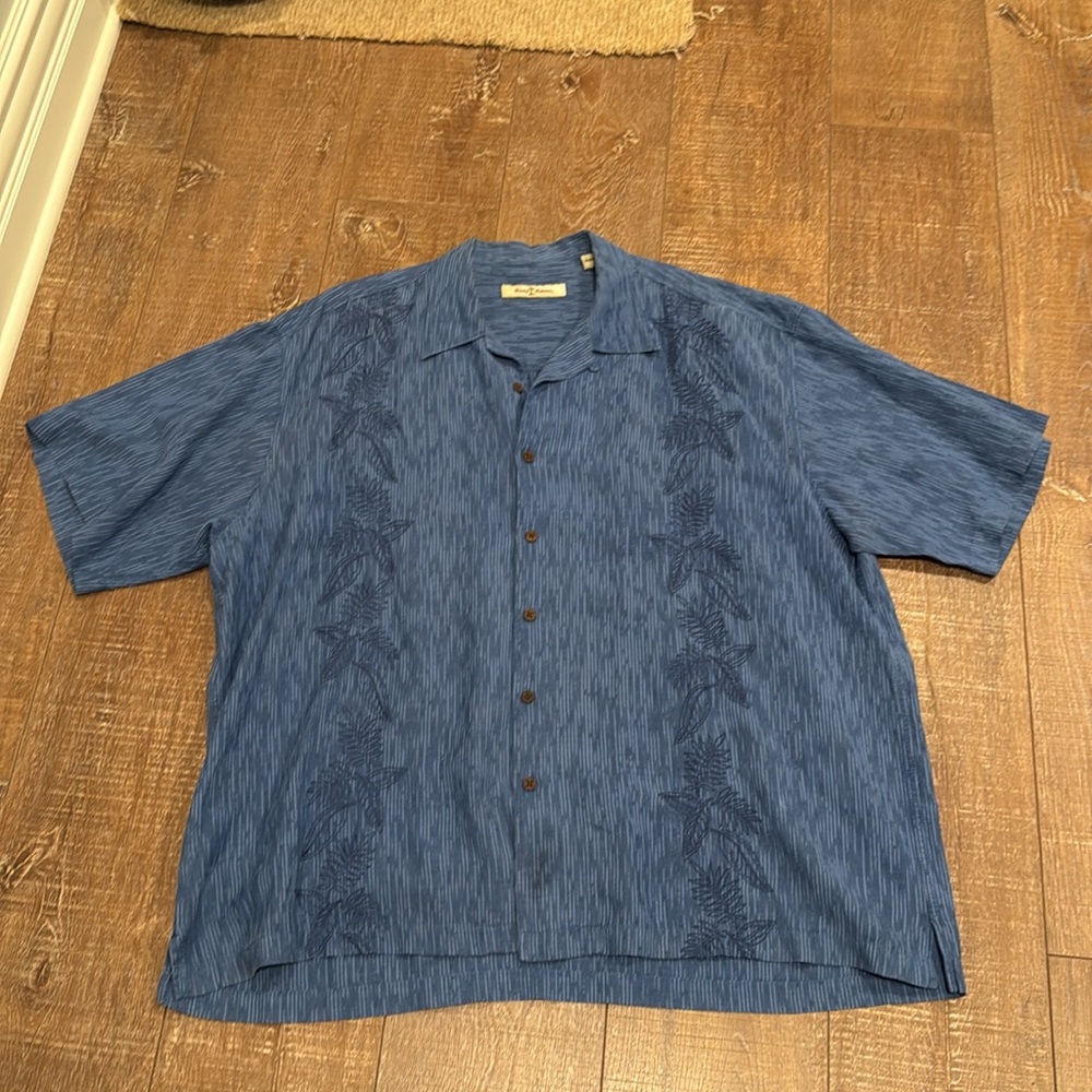 Tommy Bahama Blue Linen Hawaiian Shirt
